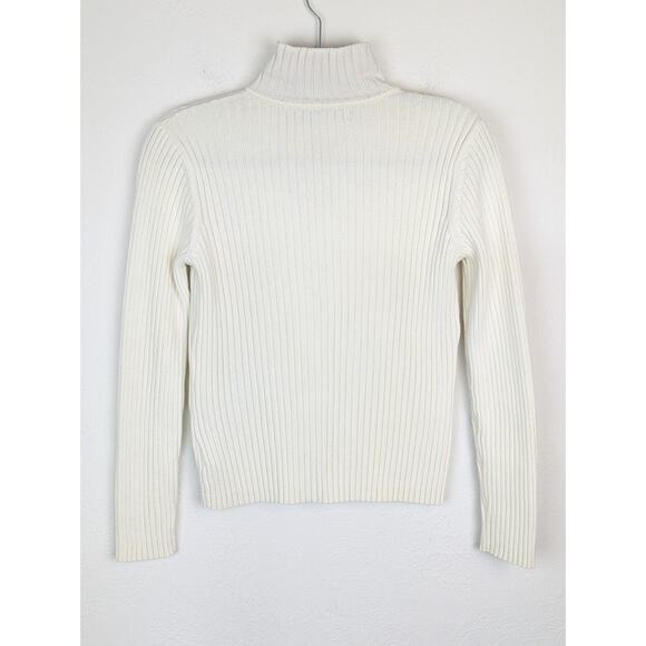 Tommy Hilfiger Sweater Ribbed Knit Quarter Zip Turtleneck Spell Out Y2K Size M - Picture 6 of 14
